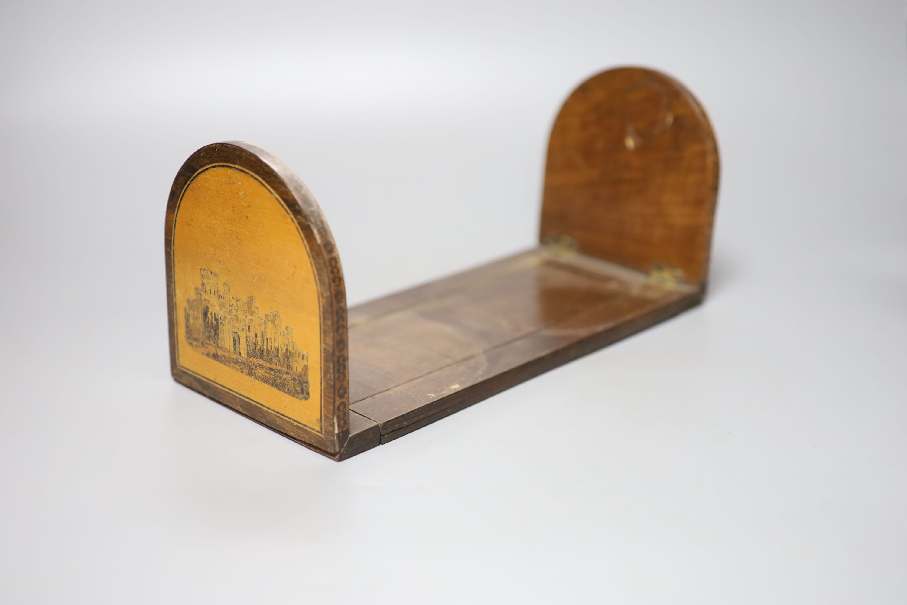 A Tunbridge ware rosewood bookslide, late 19th century, 28cm